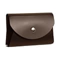 JAM Paper® Italian Leather Business Card Holder Case with Round Flap, Dark Brown, Sold Individually (2233317454)