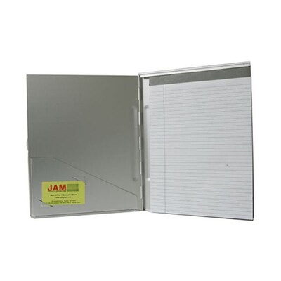 JAM Paper® Aluminum Pad Holder Clipboard & Notepad, Large, 9 3/8 x 11 7/8, Silver Metallic, Sold Individually (7337SILVER)