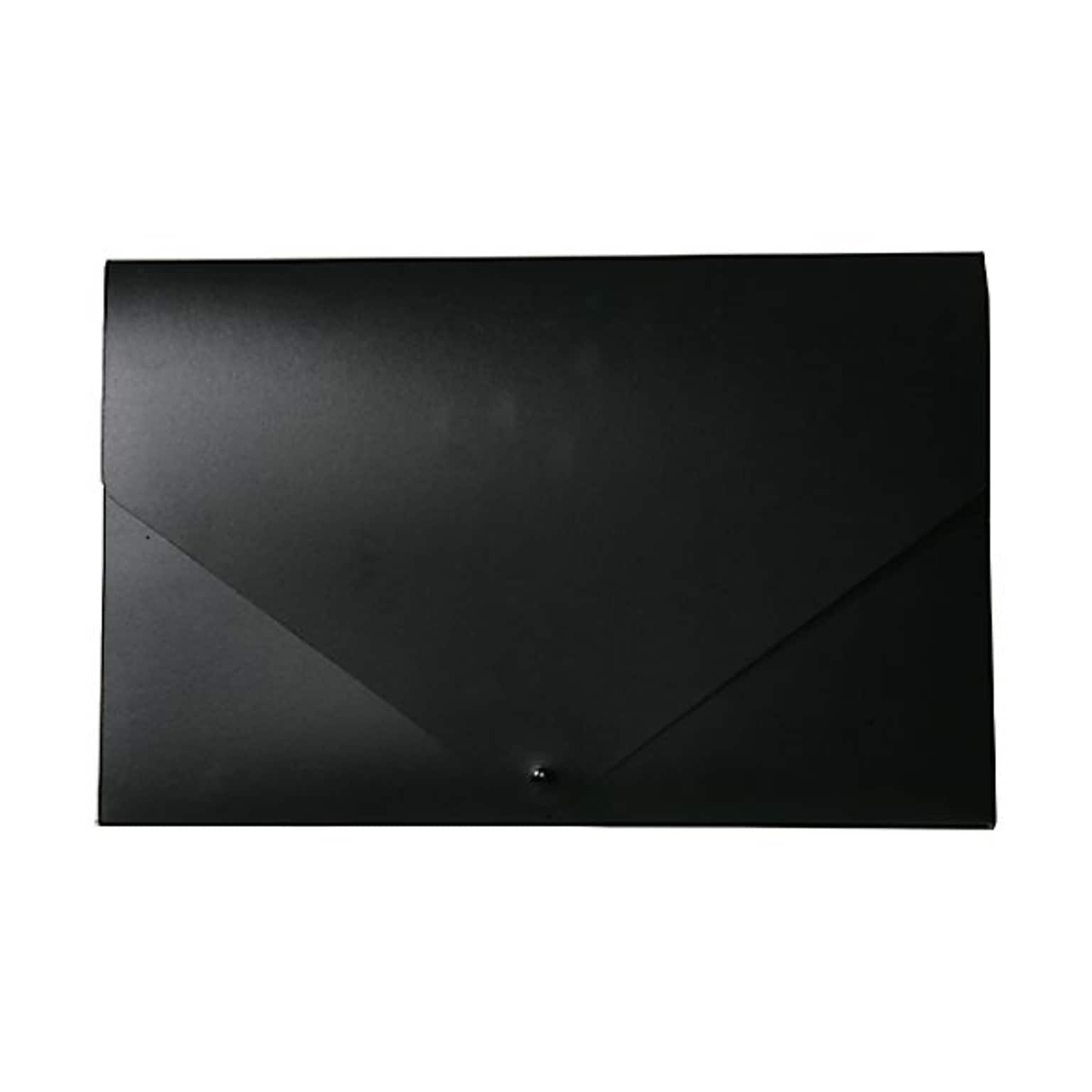 JAM Paper Plastic Portfolio with Snap Closure, Large, 11 x 17 x 3/4, Black, Sold Individually (2254027)