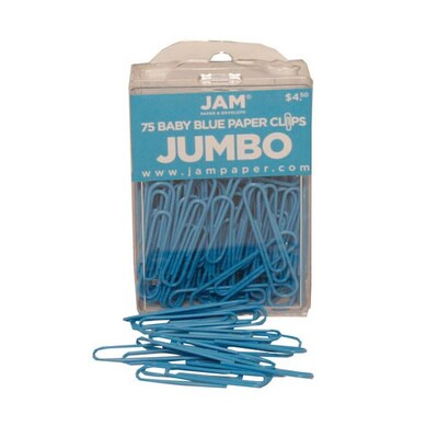 JAM Paper Jumbo Paper Clips, Baby Blue, 75/Pack (221819034)