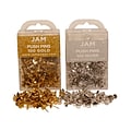 JAM Paper Push Pins, Gold/Silver, 200/Carton (322419056)