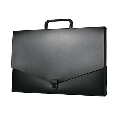 JAM Paper® Plastic Portfolio Briefcase with Handles, Small, 10 x 15 x 2, Black, Sold Individually (2015 027)