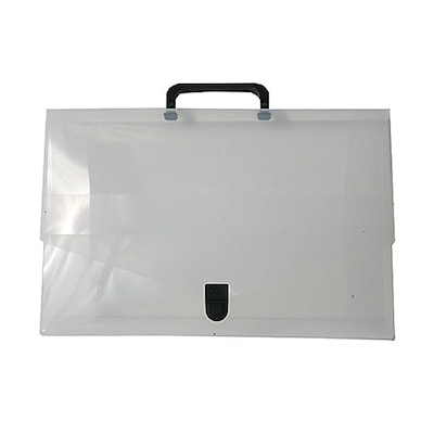 JAM Paper® Plastic Portfolio Briefcase with Handles, Small, 10 x 15 x 2, Clear Grid, Sold Individual