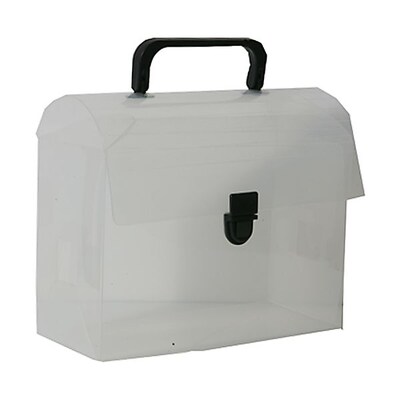 JAM Paper® Plastic Portfolio Art Case with Handles, 6 x 9 x 4, Clear Frost, Sold Individually (338560)