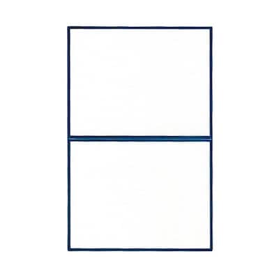 JAM Paper® Blank Foldover Cards, A2 size, 4 3/8 x 5 7/16, White Linen with Blue Foil Trim, 100/pack (3096293)