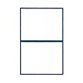 JAM Paper® Blank Foldover Cards, A2 size, 4 3/8 x 5 7/16, White Linen with Blue Foil Trim, 100/pack (3096293)