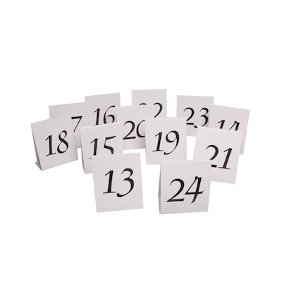 JAM Paper® Table Number Tent Cards, White and Black #13- #24, 12/pack (2226016897)