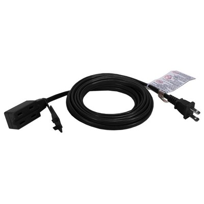 QVS® PC2PX-15 3 Outlet 2 Prong 15 Power Extension Cord; Black