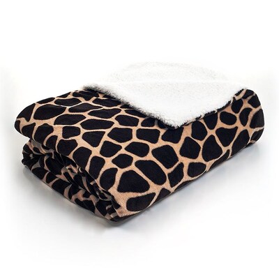 Lavish Home Fleece Sherpa Backing Blanket, Full/Queen, Giraffe