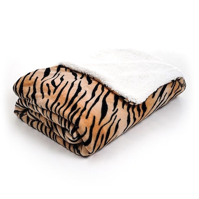 Lavish Home Fleece Sherpa Backing Blanket, Twin, Tiger