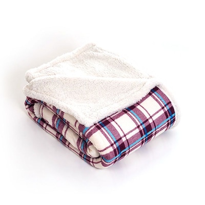 Lavish Home Fleece/Sherpa Throw Blanket; Plaid