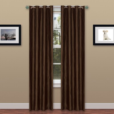 Trademark Global® Lavish Home 2 Panel Wavy Curtain Set With Grommets, Brown