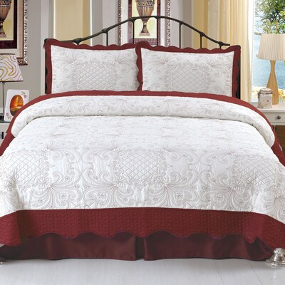 Trademark Global® Lavish Home 3 Piece Juliette Embroidered Quilt Set, King