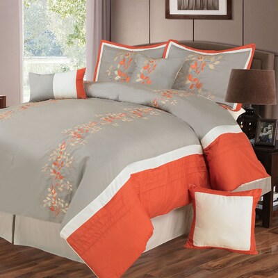 Trademark Global® Lavish Home 7 Piece Embroidered Comforter Set, Queen, Branches