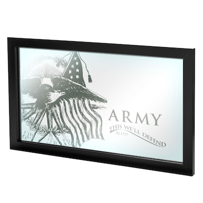 Trademark Global® 15 x 27 Black Wood Framed Mirror, U.S Army This Well Defend