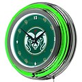 Trademark Global® Chrome Double Ring Analog Neon Wall Clock, NCAA Colorado State University