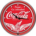 Trademark Global® Chrome Double Ring Analog Neon Wall Clock, Wings Coca-Cola®