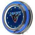 Trademark Global® Chrome Double Ring Analog Neon Wall Clock, NCAA University of Maine