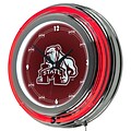 Trademark Global® Chrome Double Ring Analog Neon Wall Clock, NCAA Mississippi State University