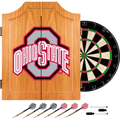 Trademark Global® Solid Pine Dart Cabinet Set, NCAA Ohio State University
