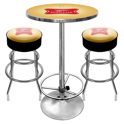 Trademark Global® Ultimate Pub Table and Stools Combo, Miller High Life