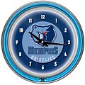 Trademark Global® Chrome Double Ring Analog Neon Wall Clock, Memphis Grizzlies NBA