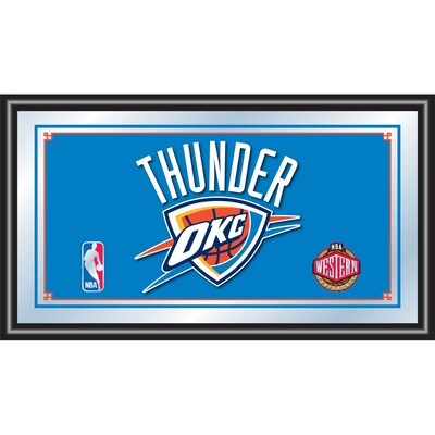 Trademark Global® 15 x 27 Black Wood Framed Mirror, Oklahoma City Thunder NBA