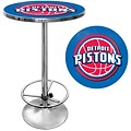 Trademark Global® 27.37 Solid Wood/Chrome Pub Table, Blue, Detroit Pistons NBA