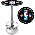 Trademark Global® 27.37 Solid Wood/Chrome Pub Table, Black, Logo With All Teams NBA