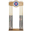 Trademark Global® Wood and Glass Billiard Cue Rack With Mirror, Detroit Pistons NBA