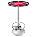 Trademark Global® 27.37 Solid Wood/Chrome Pub Table, Red, NHL® Vintage Detroit Redwings