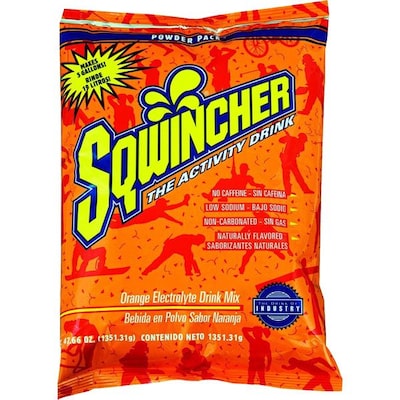 Sqwincher Orange Sports Energy Drink Powder Mix, 47.66 Oz., 16 Packs/Carton (016404-OR)