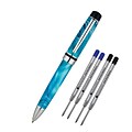 Monteverde® Prima Ballpoint Pen W/2 Black and 2 Blue Refills; Turquoise Swirl