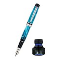 Monteverde® Prima Fountain Pen W/Blue Ink Bottle; Turquoise Swirl