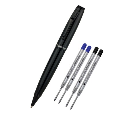 Monteverde® Invincia™ Color Fusion Ballpoint Pen W/2 Black and 2 Blue Refills, Stealth Black