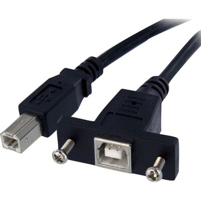 StarTech 3 USB Female to Male Panel Mount USB Cable, Black