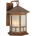 Aurora® 17 1/2 x 12 1/2 60 W 4 Light Outdoor Lantern W/Umber Linen Glass Shade, Rustic Sienna