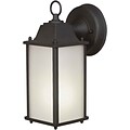 Aurora® 10 1/2 x 4 1/2 13 W1 Light Outdoor Lantern W/Satin White Glass Shade, Black