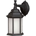 Aurora® 12 x 6 1/2 18 W 1 Light Outdoor Lantern W/Frosted Seeded Glass Shade, Black
