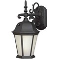 Aurora® 18 1/4 x 9 1/2 26 W1 Light Outdoor Lantern W/Frosted Seeded Glass Shade, Black