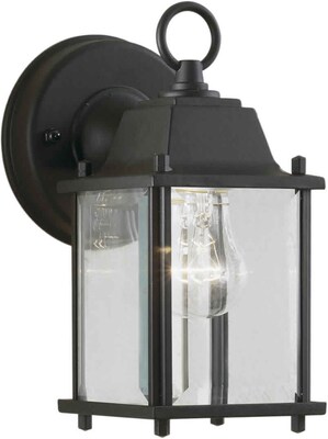 Aurora® 1 Light Outdoor Lantern W/Clear Beveled Glass Shade; Black