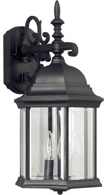 Aurora® 19 x 9 1/2 60 W 3 Light Outdoor Lantern W/Clear Beveled Glass Shade, Black