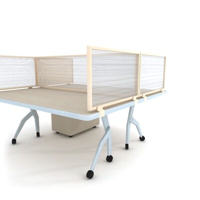 Obex Polycarbonate Desk Mount Privacy Panel W/Brown Frame; 18" x 60", Translucent