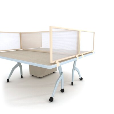 Obex Polycarbonate Desk Mount Privacy Panel W/Brown Frame; 18" x 24", White