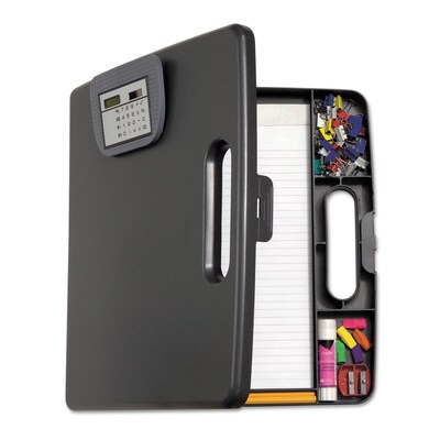 Officemate® 1 Capacity Plastic Portable Storage Clipboard Case With Calculator; Charcoal
