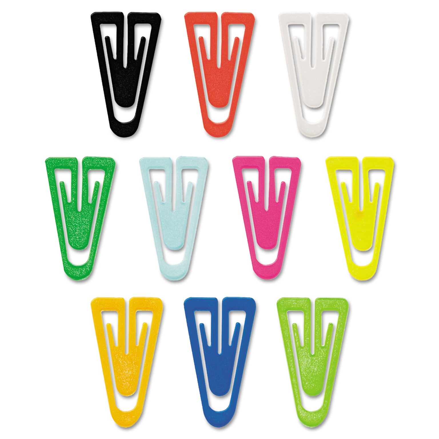 Advantus® Large Plastic Paper Clips; 1-3/8, Assorted, 200/Pack