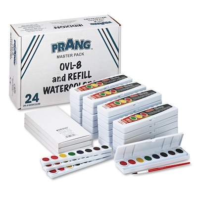  Prang Products - Prang - Professional Watercolors, 8 Assorted  Colors, 8/Set - Sold As 1 Each - Semi-moist transparent watercolor paints  contain no wax. - Brilliant pigments mix cleanly, flow easily