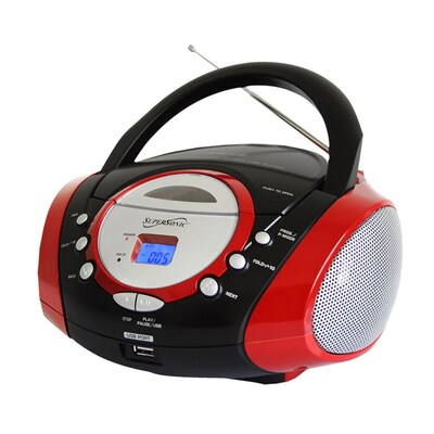 Supersonic® SC-508 Portable MP3/CD Player W/AM/FM Radio, Red