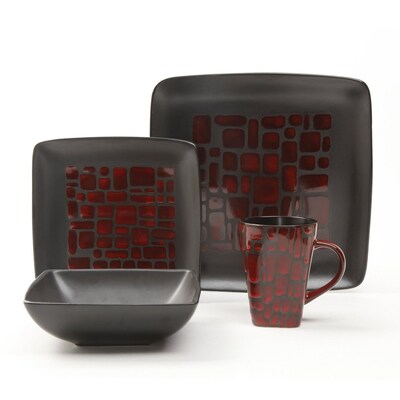 Gibson® Cabazon Dinnerware Set, 16 Piece, Red