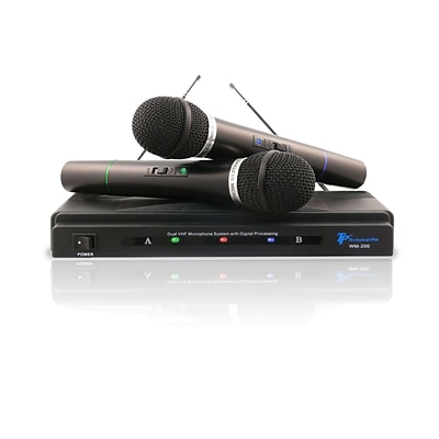 Technical Pro WM201 Dual Signal VHF High Band Microphone System, Black